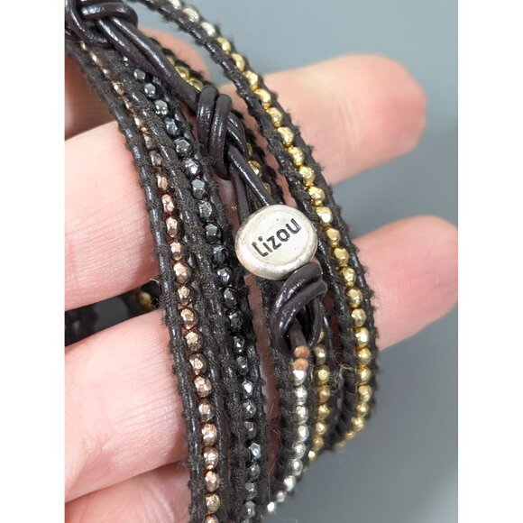 Lizou Two Tone Brown Cord Wrap Bracelet Boho Western Chic 36 in - Picture 5 of 7